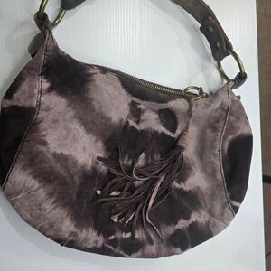 Lucky Brand Dungareee America brown suede tie-dye fringe bag